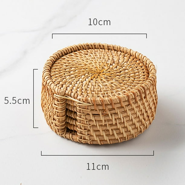 Posavasos de ratán de 6 uds. posavasos de café con aislamiento tejido hecho a mano (10cm) Sywqhk Libre de BPA