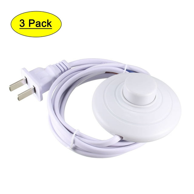 Interruptor de pedal Uxcell para lámpara en línea con control de encendido/apagado y línea de alimentación de 1.8 M blanca, 2 paquetes