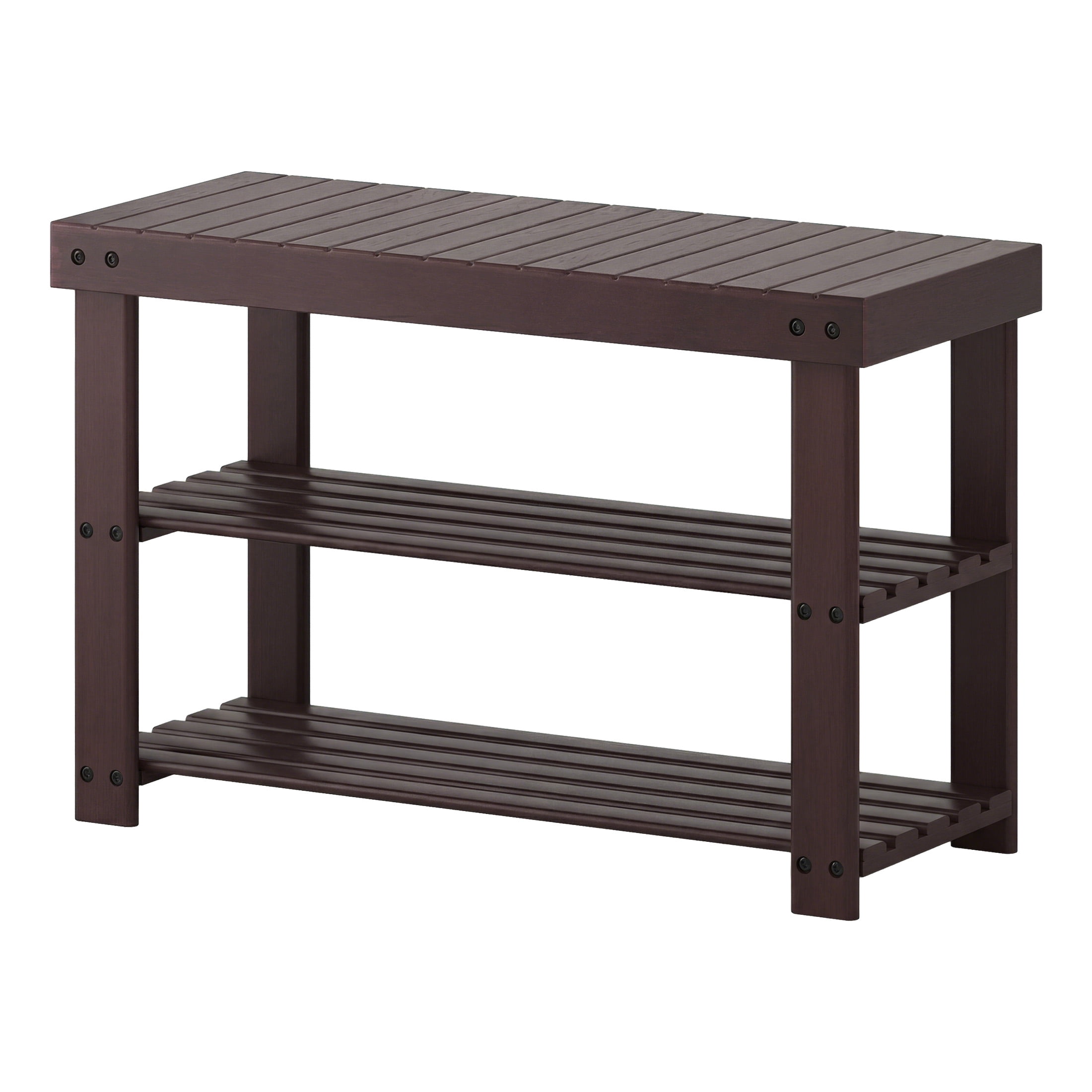 CONCETTA 27-In Bamboo Shoe Rack & Bench, 3-Tier 280 lb Capacity Storage Organizer for Entryway, Living Room, Balcony, Brown