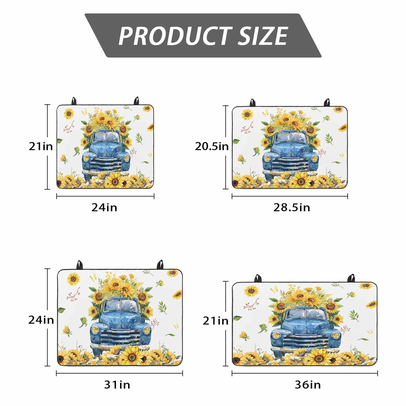 Sunflower Stove Top Cover for Electric Stove, Heat-proof & Non Slip Glass Top Stove Cover Protector, Watercolor Summer Floral Botanical Truck Kitchen Flat Cooktop Rubber Mat 31x24 Inches