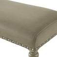 thumbnail image 4 of Roundhill Furniture Birmingham Microfiber Upholstered Bench with Nail Head Trim in Driftwood Finish, 4 of 6