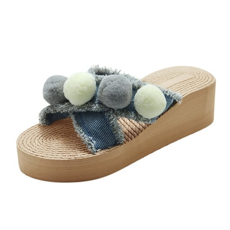 

Womens Sandals Women Linen Wedge Sandals Fashion Summer Sandals Denim Cross Women S Beach Tassel Sandals Women S Sandals Eva Grey 38