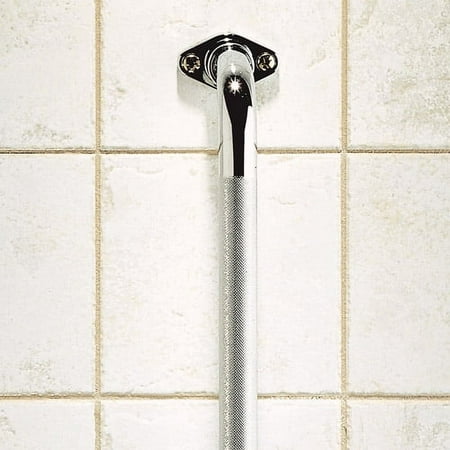 AquaSense Knurled Chrome Grab Bar with Rotating Flange, 16 Inches/40.64 Cm