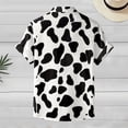 thumbnail image 4 of Yuanlong Womens Blouse Black White Cow Pattern Short Sleeve Lapel Collar Shirts Cute Relaxed Summer Daily Tops For Ladies, 4 of 5