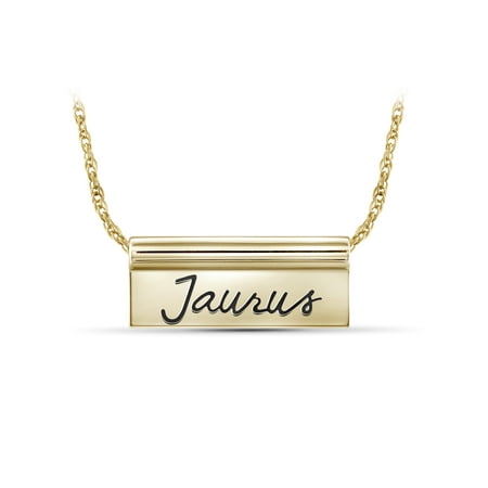 - What's Your Sign? Gold over Silver Taurus Engraved Zodiac Nameplate Necklace