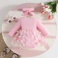 thumbnail image 7 of Gubotare Rompers Long Sleeve Baby Girl Fall Winter Clothes Long Sleeve Bodysuit Dress + Socks + Headband Cute Casual Outfits 0 3 6 9 12 18 24 Months (Pink,12-18 Months), 7 of 7