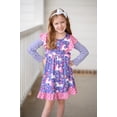 thumbnail image 3 of Millie Loves Lily Girls' Purple Darling Unicorn Long Sleeve Dress, Size 8, 3 of 3