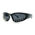 thumbnail image 5 of Gothic Bold Edgy Thorn Stud 90s Sporty Wrap Plastic Punk Sunglasses Black, 5 of 8