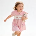 thumbnail image 6 of DHFJKG Girls Easter Dress Peter Pan Collar Cute Bunny Embroidery Casual Puff Short Sleeve Mini Dress For Baby Toddler 6M-4Y Stylish Dresses, 6 of 7