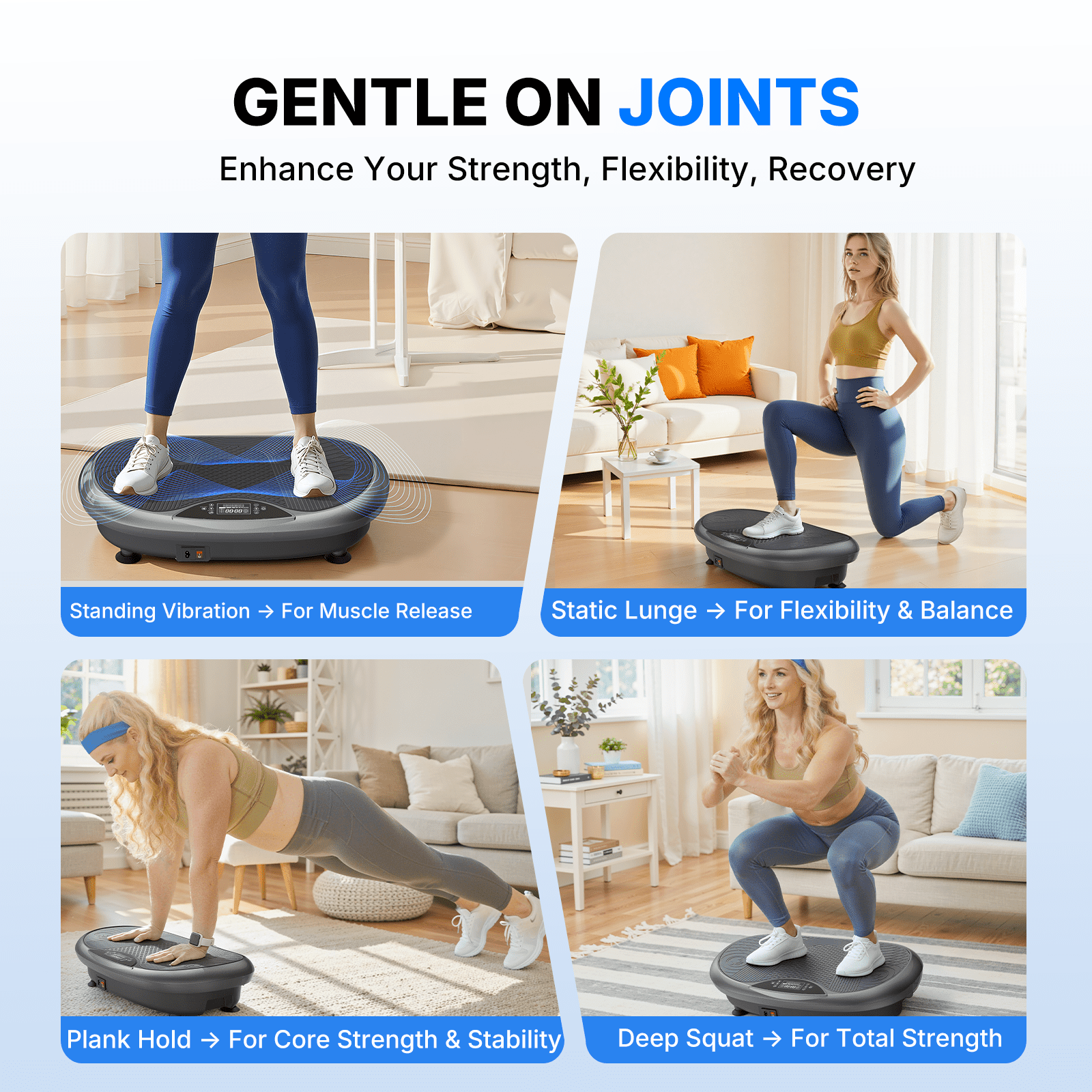 MERACH 4D Vibration Plate Exercise Machine, 120 Speed Levels, 440W Motor, Full-Body Vibration Platform with Bluetooth Speaker, LED Lights, Resistance Bands, 440 lb Capacity