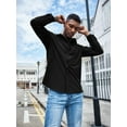 thumbnail image 3 of COOFANDY Men's Waffle Button Down Shirts Casual Long Sleeve Shacket Jacket with Pockets, 3 of 9