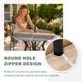 thumbnail image 4 of Round Outdoor Tablecloth with Umbrella Hole and Zipper, Farmhouse Haze Blue Brown Tablecloth with Elastic Waterproof, Vintage Wooden Striped Patio Table Covers for 36" - 44" Picnic Pool Tables, 4 of 9