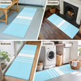 thumbnail image 5 of 2'x6' Rug Runners for Hallways Kitchen, Aqua White Stripe Non Slip Entryway Beside Floor Carpet Runner, Modern Rustic Vertical Striped Washable Laundry Room Bedroom Throw Rugs Mat for Family Pet, 5 of 8