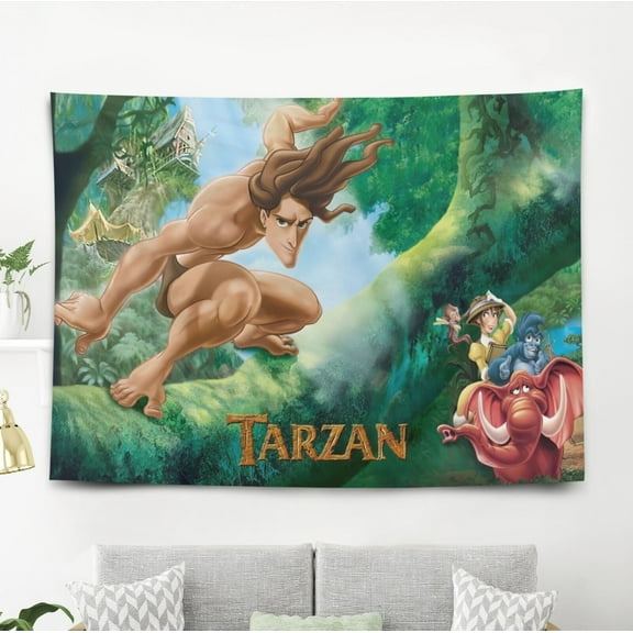 Tarzan Tapestry Wall Hanging for Livng Room Bedroom Wall Decorations 5x3ft