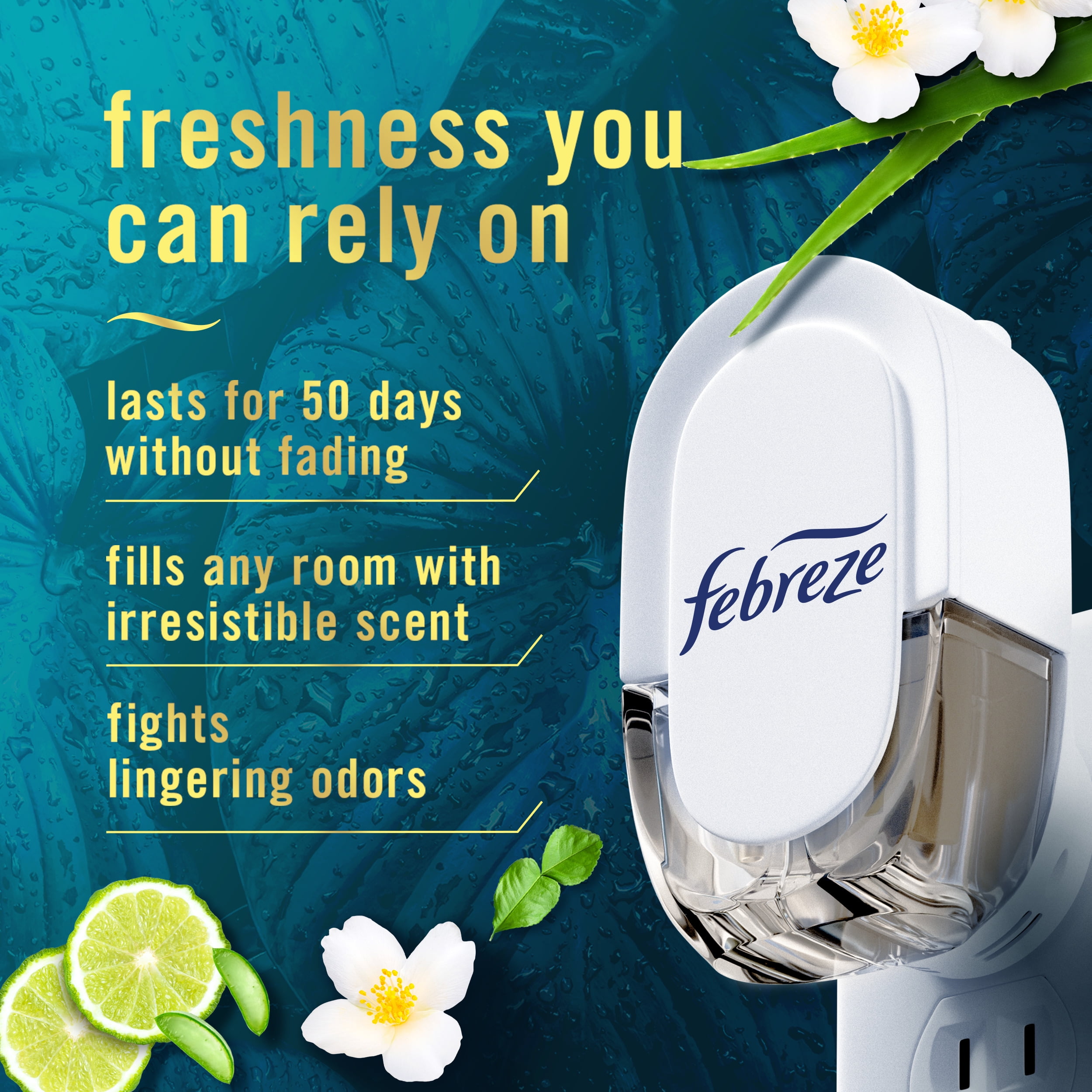 (6 pack) Febreze Plug In Air Freshener, Odor-Fighting Scented Oil Refill, Rainforest, 2 Refills