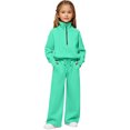 thumbnail image 4 of QUOTAY Girls Comfy Two Piece Outfit Soft Pullover Hoodie and Joggers Casual Wear for Play and Relax Toddler Outfits for Girls Mint Green,120, 4 of 4