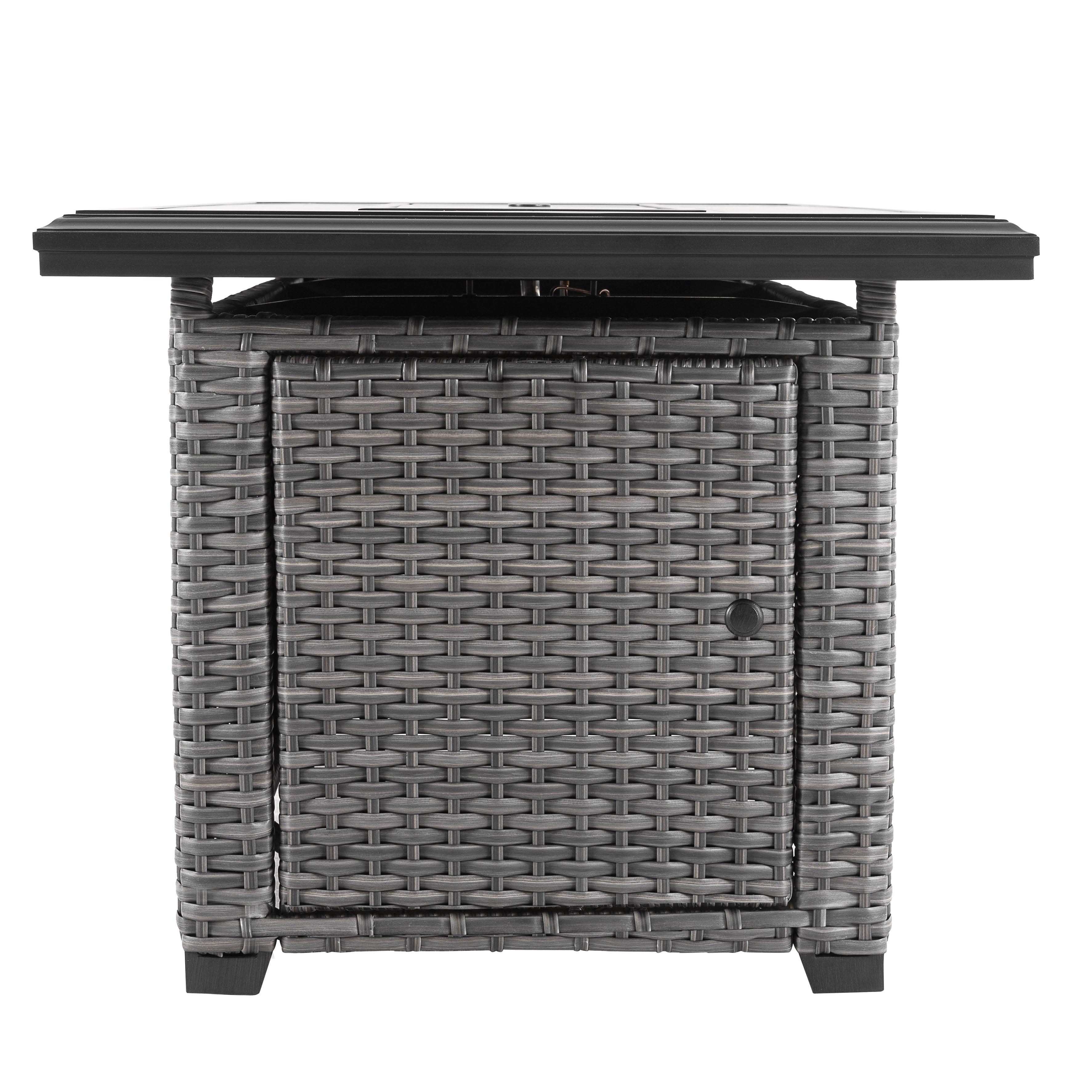 Nuu Garden Aluminum Rattan Fire Pit Table with a Side Door
