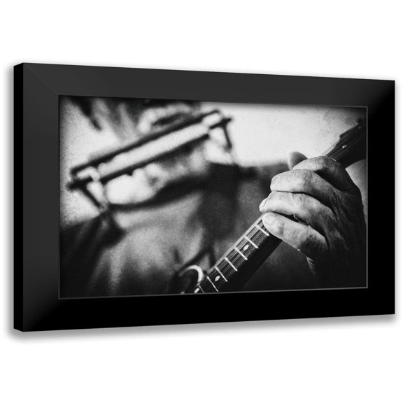 Schleicher-Schwarz, Roswitha 14x11 Black Modern Framed Museum Art Print Titled - Wolf with mandolin and harmonica