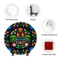 thumbnail image 4 of Yiaed Roosters and Flowers Print Bone China Decorative Plate Ceramic Dinner Plates Art Crafts with Display Stand-7in, 4 of 6
