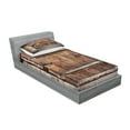 thumbnail image 2 of Ambesonne Vintage Fitted Sheet & Pillow Sham Set, Rustic Wooden Door, Twinxl, Brown, 2 of 2