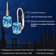 thumbnail image 2 of Gem Stone King 18K Yellow Gold Plated Silver Swiss Blue Topaz Earrings for Women | 3.20 Cttw | Gemstone November Birthstone | Oval Checkerboard 8X6MM, 2 of 6