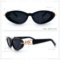 thumbnail image 4 of SA106 Womens Bold Cat Eye Sunglasses with Gold Tone Spike Stud Chain Hinge Detail All Black, 4 of 6
