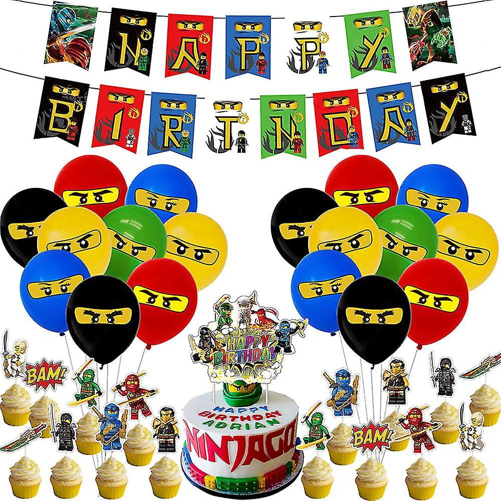 Lego Ninjago Birthday Party Supplies Kits Pull Flag Banners Balloons Cake Toppers Decoration HAPDEN