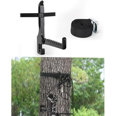 Treestand Bow Hanger with Strap - Saddle Hunting Bow Hanger - Folding Lightweight Bow Hanger with Backpack Hook - Bow Hunting Accessories Crossbow Bow Hanger - Mobile Hunting$$Other