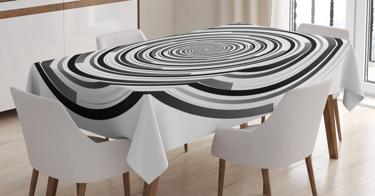 52 X 70 Ambesonne Grey Tablecloth Grey Dining Room Kitchen Rectangular Table Cover Abstract Hand Drawn Curly Lines and Swirls in Grey Shades Retro Style Ornament of Waves 