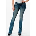 thumbnail image 2 of Grace in LA Women's Faux Button Flap Pockets Embroidered Stretch Bootcut Jeans (25, Blue), 2 of 3