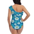 thumbnail image 6 of Yiaed Daisies Flowers Print Women One Piece Swimsuits Tummy Control One Shoulder Bathing Suits Pattern Ruffle Swimwear-Small, 6 of 8