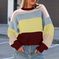 thumbnail image 5 of zaveiop Womens Color Block Cropped Sweaters 2025 Winter Trendy Casual Oversized Y2k Going out Striped Pullover Tops (Grey, XL), 5 of 5