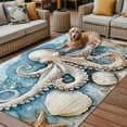 thumbnail image 2 of Fsddascl Octopus Outdoor Rug for Patio/Deck/Porch, Non-Slip Large Area Rug 4 x 6 Ft, Coastal Ocean Starfish Shell Blue Watercolor Indoor Outdoor Rugs Washable Area Rugs, Camping Rug Carpet, 2 of 5