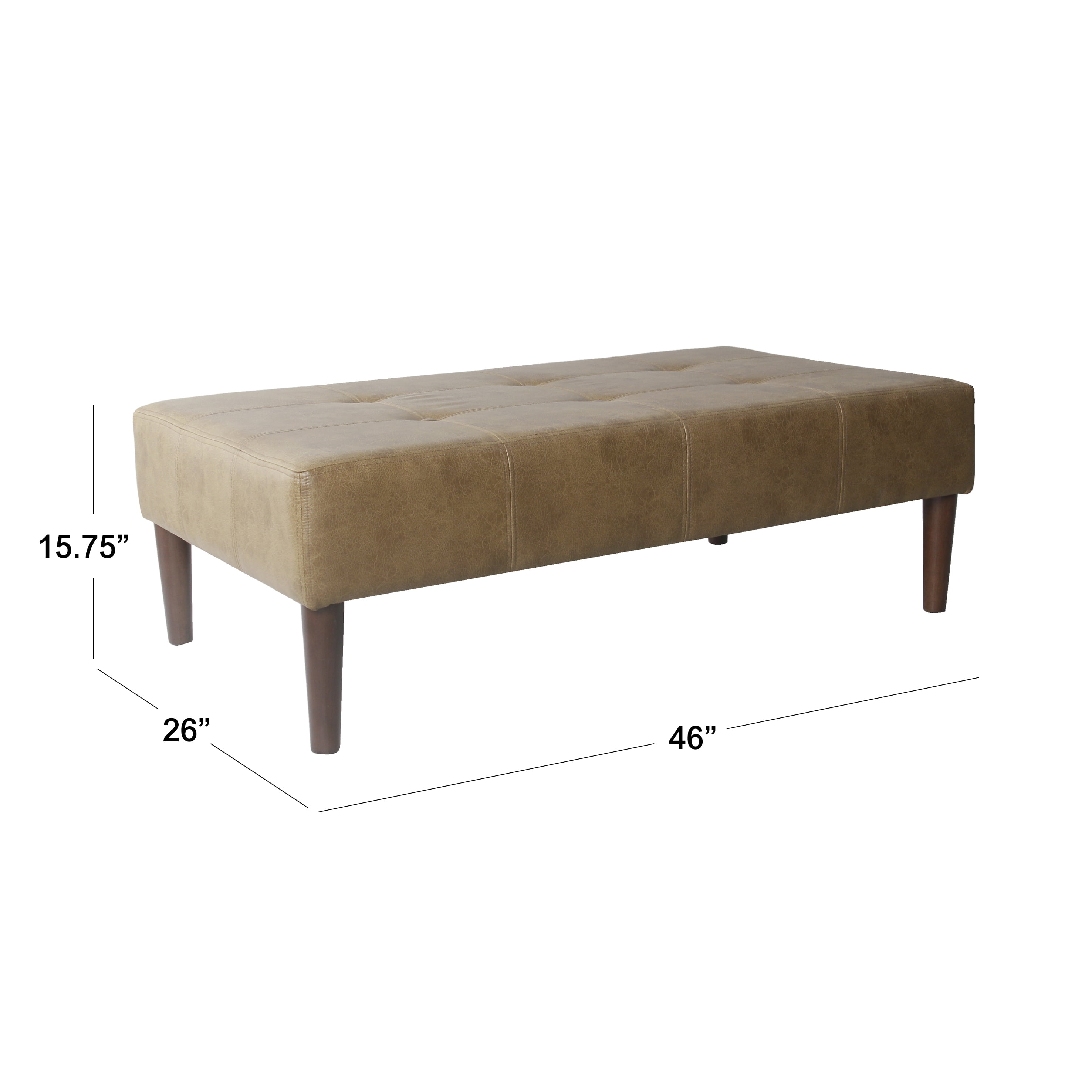HomePop Tufted Coffee Table Ottoman - Light Brown Vegan Leather