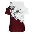 thumbnail image 4 of Patlollav Women Summer T Shirt Cold Shoulder Pullover Blouse V Neck Short Sleeve Tops, 4 of 6