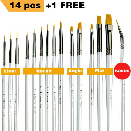 Miniature Paint Brushes - Best Detail Paint Brush Set of 14 pcs +1 Free, Tiny Small Model Paint Brush Set for Face Painting, Fine Detailing - Acrylic Watercolor Oil