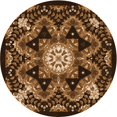 thumbnail image 1 of Ahgly Company Machine Washable Indoor Round Transitional Black Brown Area Rugs, 8' Round, 1 of 7