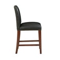 thumbnail image 3 of Blaire Stationary Brown Faux Leather Counter Stool with Antique Brass Nailheads - Elegant Kitchen & Bar Seating, 24.5" Seat Height, Espresso Wood Base, Vietnam Made, 3 of 7