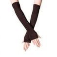 thumbnail image 2 of Mikilon Women Winter Solid Color Long Fingerless Gloves Wrist Arm Hand Warmer Knitted Gloves Windproof Thermal Gloves, 2 of 5