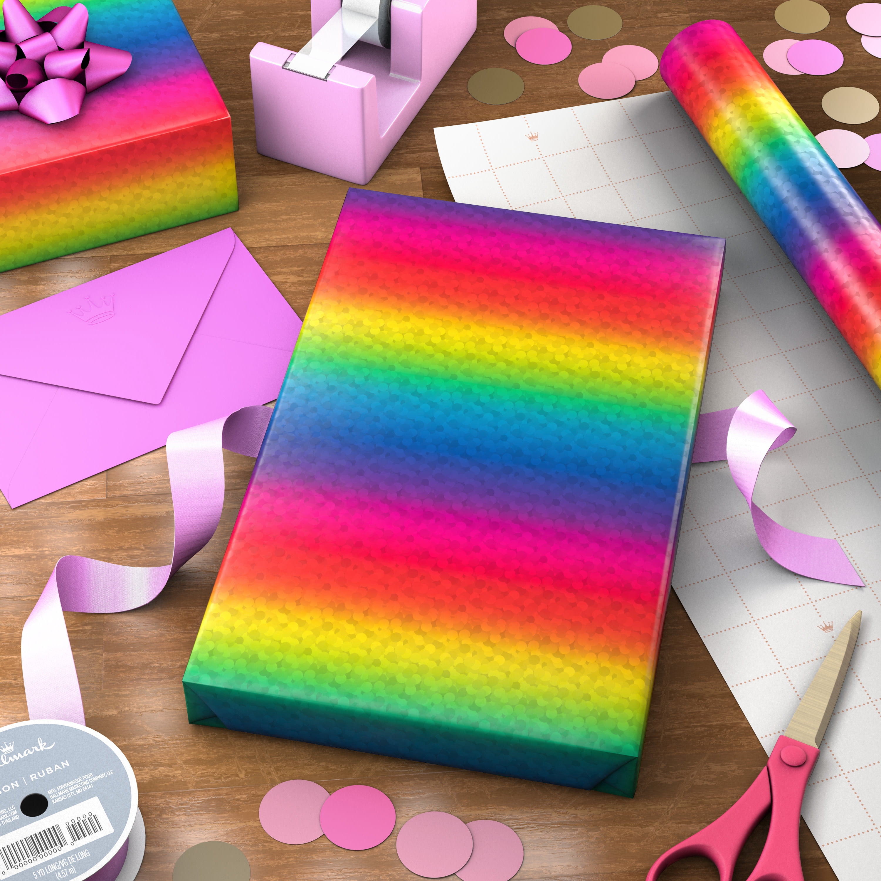 Hallmark Wrapping Paper Roll (Ombré Rainbow) 17.5 sq. ft.