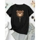 thumbnail image 2 of [Gentle] Women's Cute Bear Zip Graphic Tee - Soft White Round Neck Short Sleeve T-Shirt, Casual & Comfortable Summer Top with Adorable Brown Bear Design, Vacation Tshirt|Relaxed Fashion|Medium Elasti, 2 of 6