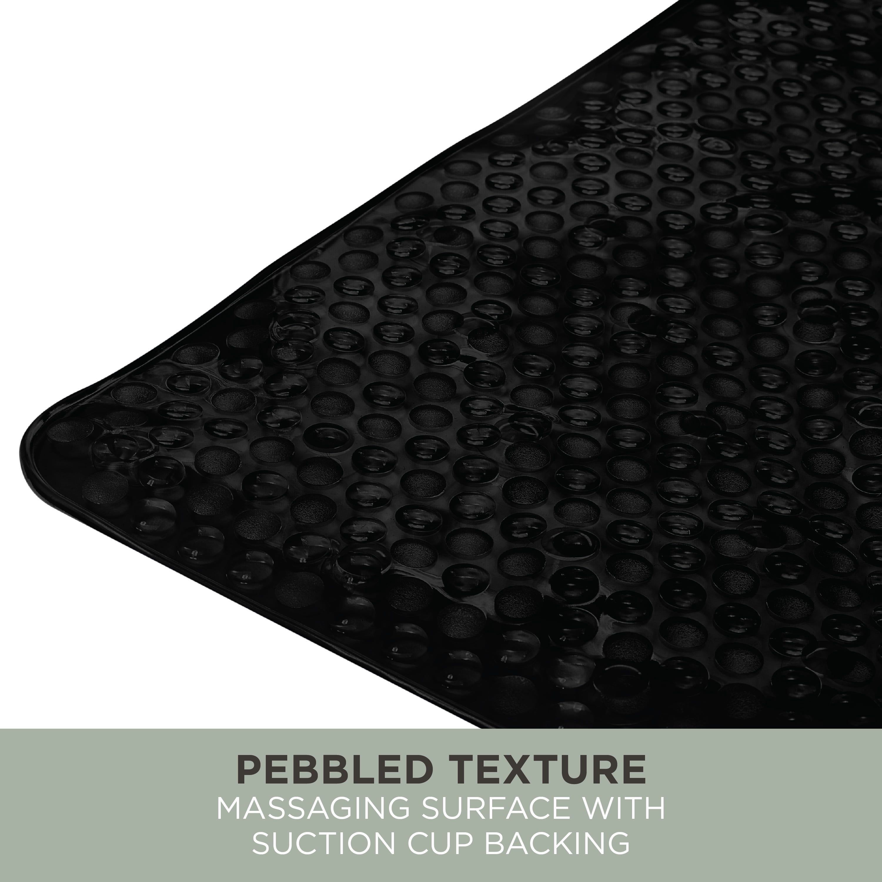 Bath Bliss PVC  Extra Long Aqua Gel Rectangular Bath Mat in Black