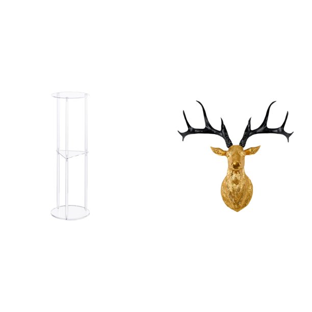Mesa auxiliar redonda,Mesa auxiliar redonda de acrílico transparente de 3 niveles para sala de estar,Estatua de cabeza de ciervo,Adorno de pared con cabeza de ciervo,animal decorativo para el