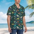 thumbnail image 3 of Qekee Christmas Dinosaur colorful Print Hawaiian Shirt for Men Short Sleeve Button Down Shirts Beach Tropical Casual Shirts,Medium, 3 of 7