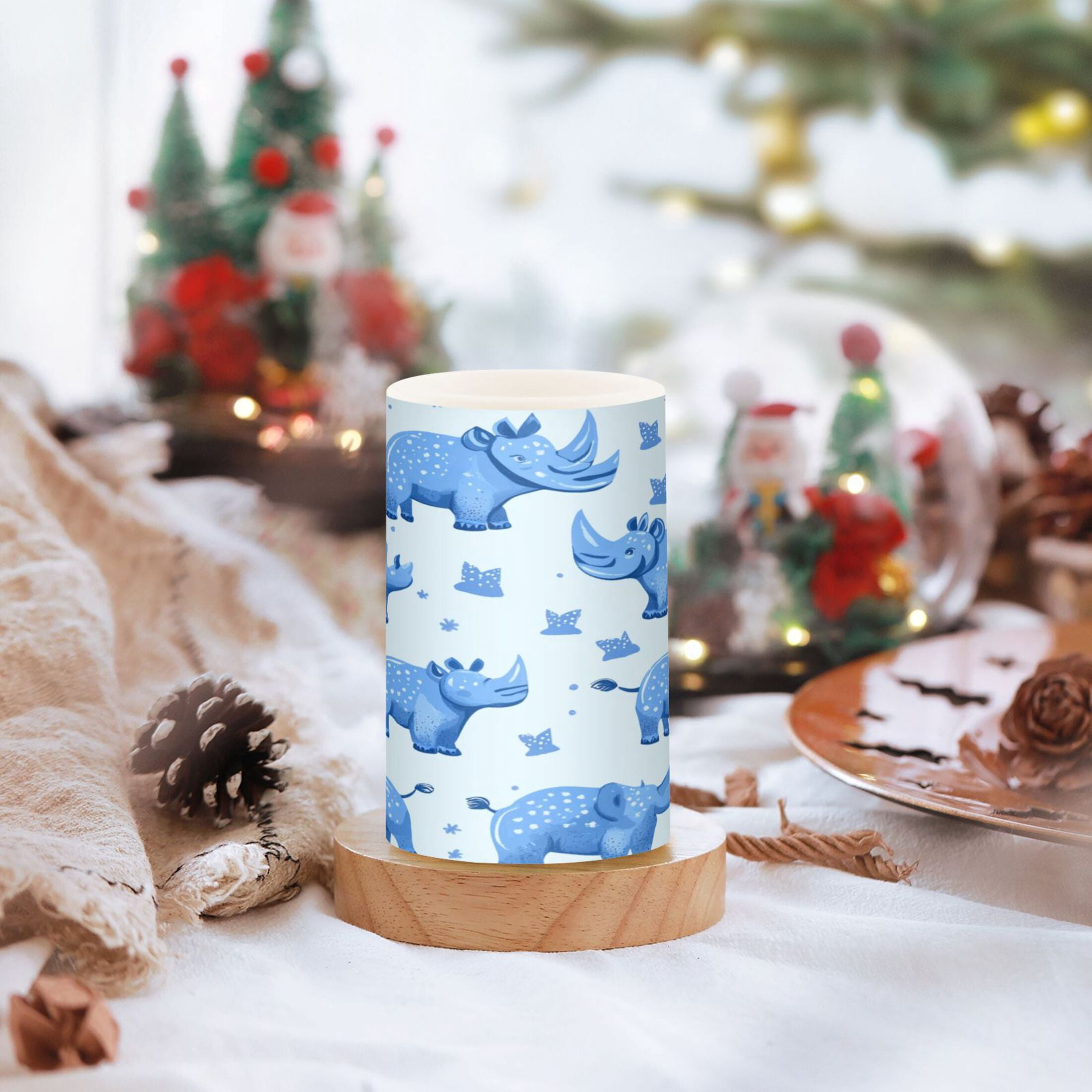 Flameless Candles Lights, Pack of two LED Lights, Dimmable LED Pillar Candles Battery Operated, Flames Remote Control Blue Rhinoceros