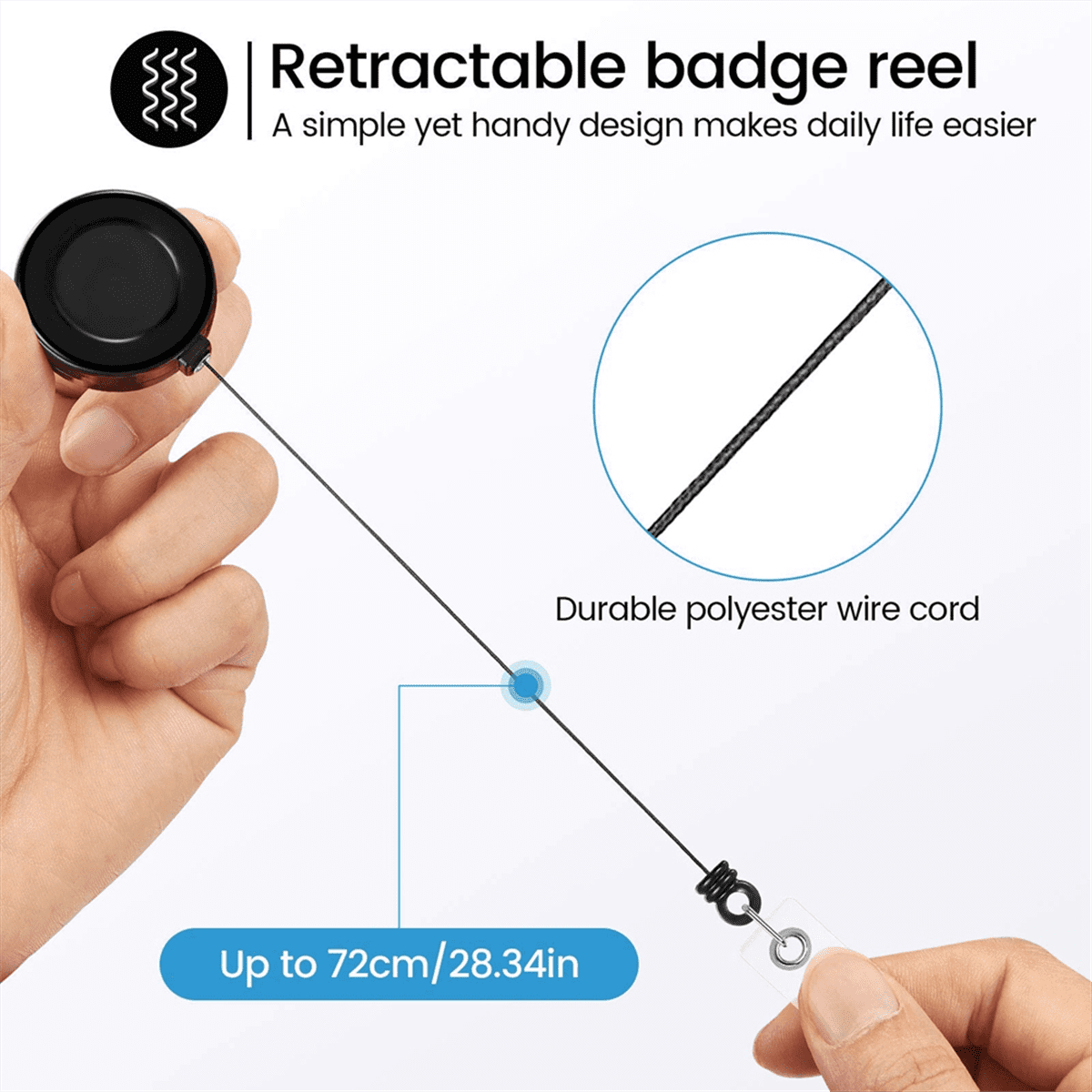 100 PCS Retractable Badge Reel Clips ID Card Holder Reel with Metal Belt Clip for Hanging Cards Key Chains,D