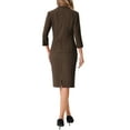 thumbnail image 3 of INSPIRE CHIC Business Skirt Suit Set for Women's 2 Piece Suit Collarless Blazer Pencil Skirt XL Coffee, 3 of 5