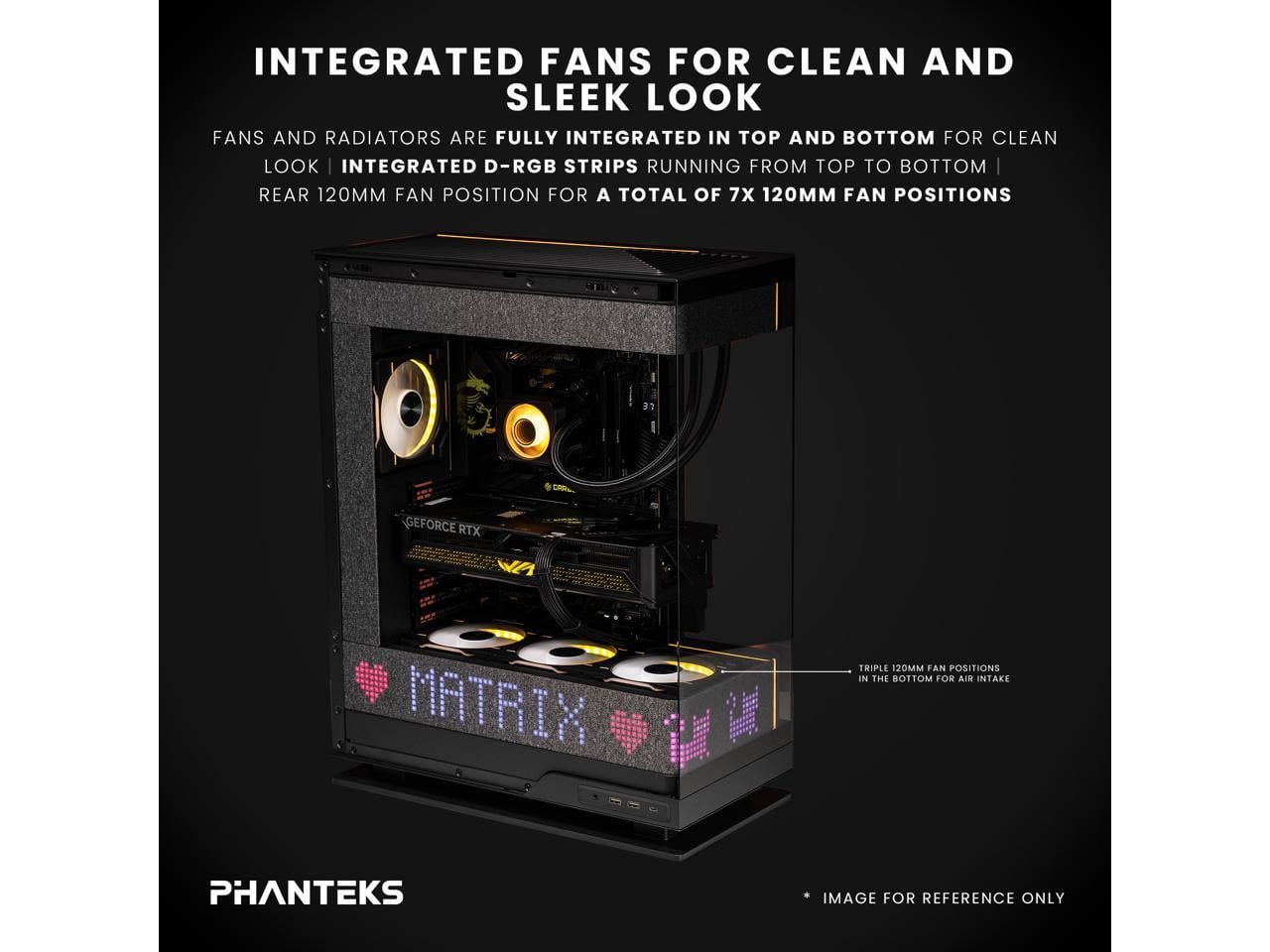 Phanteks Evolv X2 Matrix Mid Tower ATX Gaming Chassis with 900 LED Matrix Display, Fabric Interior Panel, Vertical Cooling System, Tempered Glass, Integrated D-RGB Lighting, Charcoal Black
