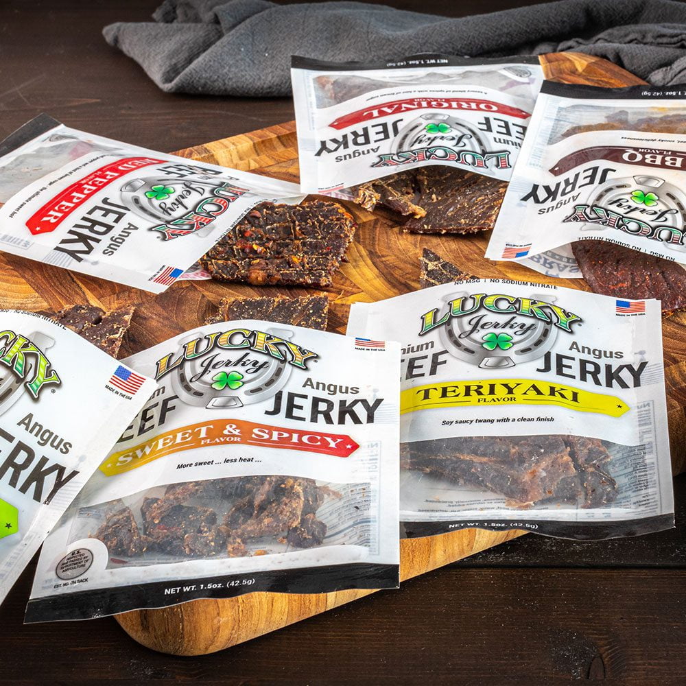 Lucky Beef Jerky Teriyaki Flavor, High Protein, 8-Pack, 1.5 oz