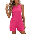 thumbnail image 3 of Clearance Under 5$! Women's Summer Loose Casual Sleeveless Outdoor Romper With Backless Pockets with Pockets 2025 Clothes, 3 of 6